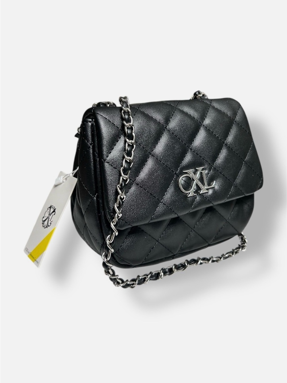 Christian Lacroix Black Quilted Crossbody with Silver Chain